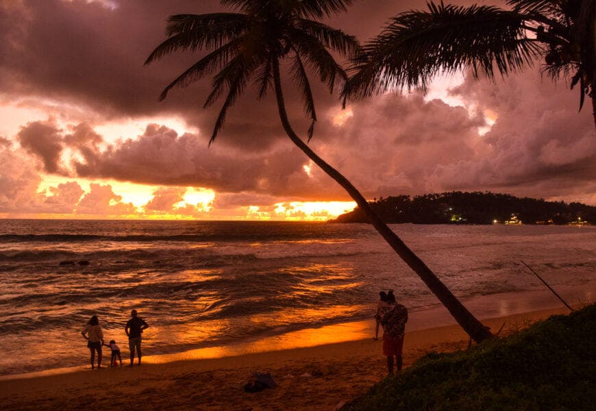 Sunset over Mirissa beach, Sri Lanka