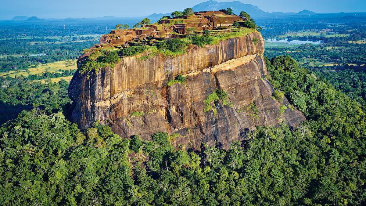 Sigiriya Rock Fortress rising above the Sri Lankan countryside